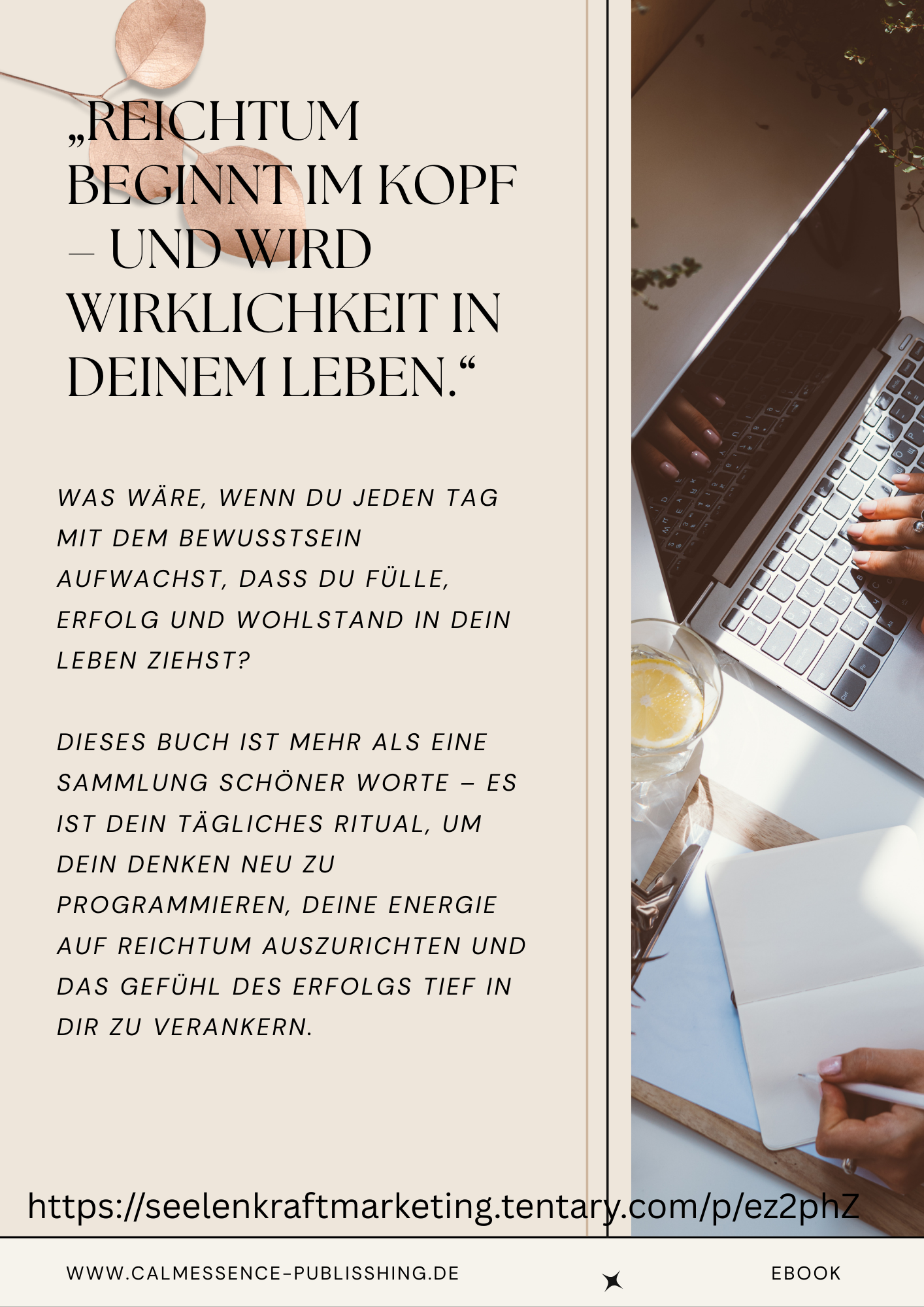 Ich bin ein Magnet für Reichtum und Wohlstand.Diese Affirmation richtet deinen Fokus auf Fülle und Möglichkeiten. Sie unterstützt dich dabei, dich innerlich für Wohlstand zu öffnen und dich selbst als empfangsbereit wahrzunehmen. Wirkung: Innere Ausrichtung. Mehr Vertrauen in Wachstum.