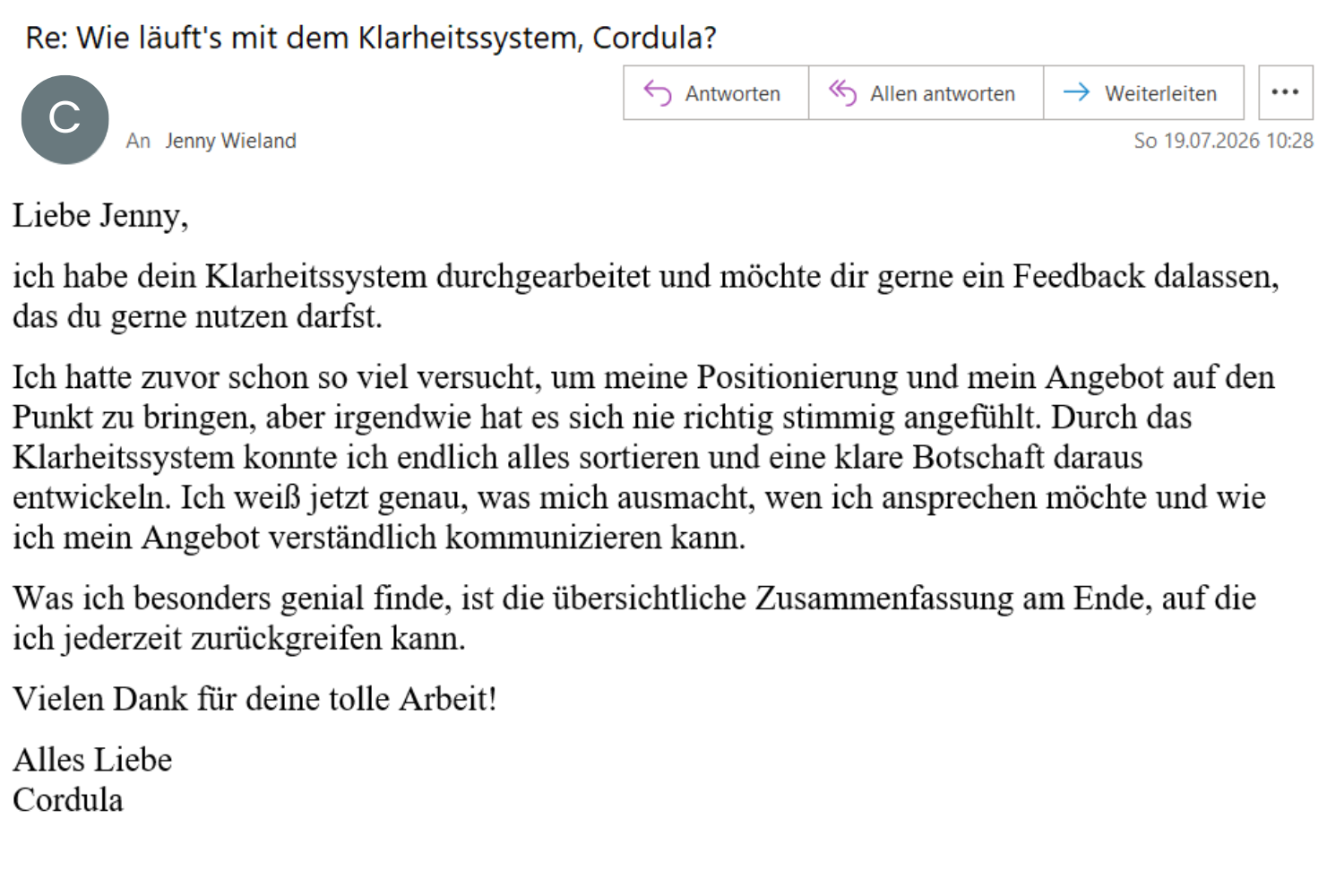 Feedback Cordula