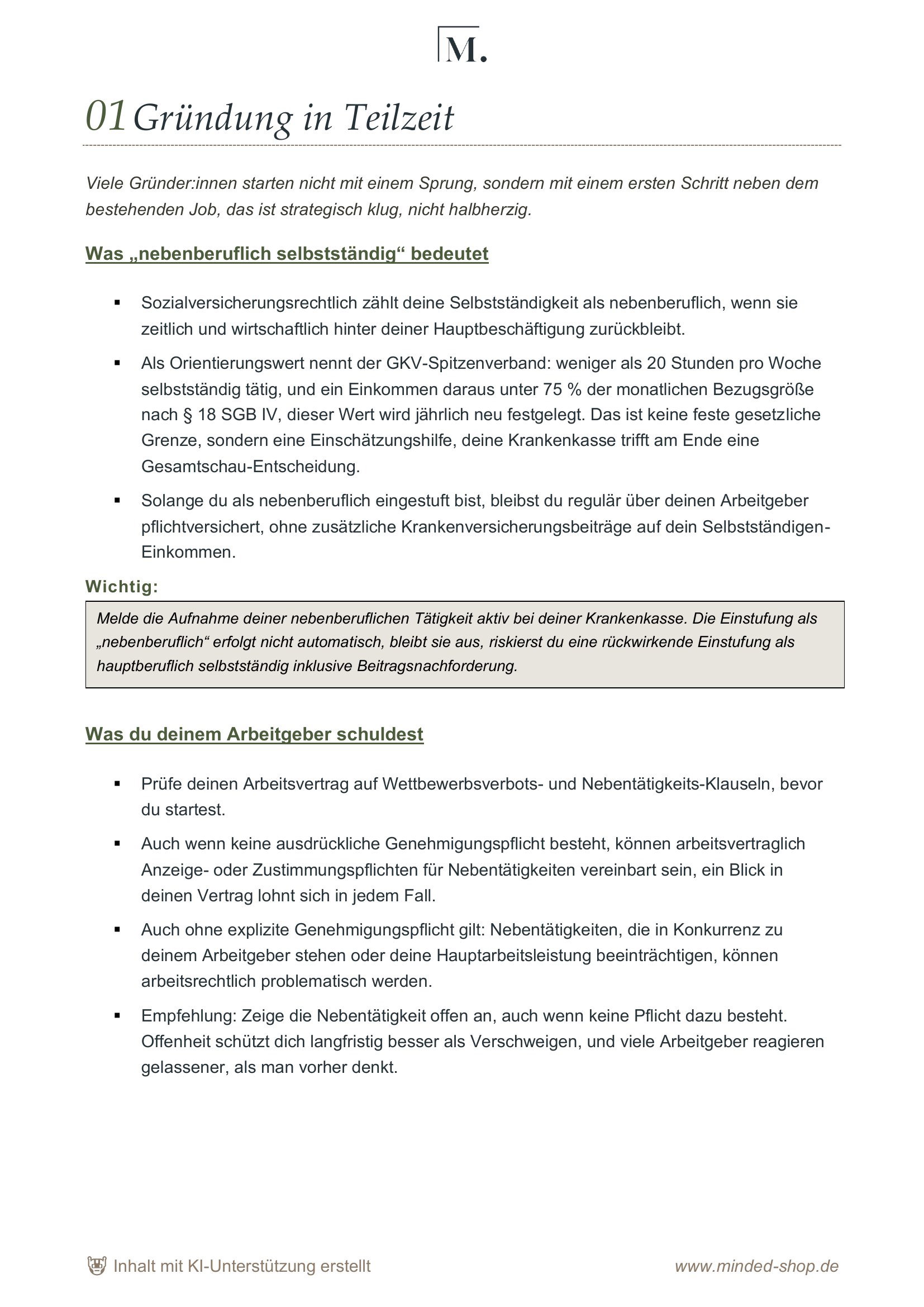 Gründungsfahrplan