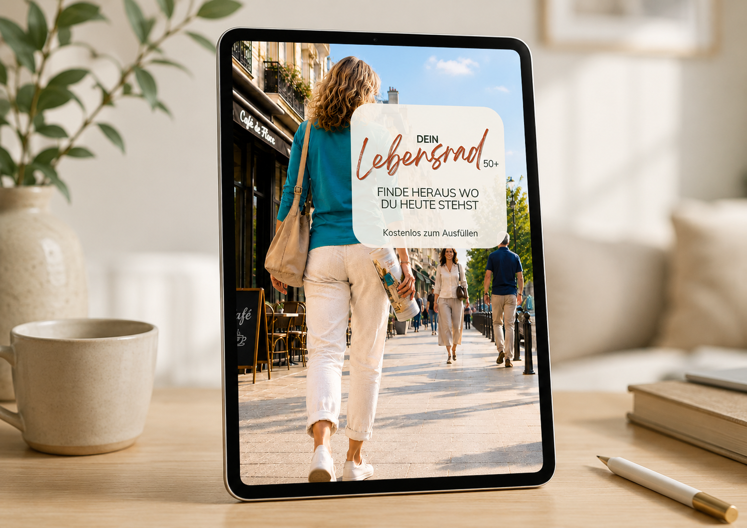Das Lebensrad 50+ auf einem Tablet
